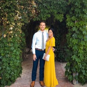 Yellow maxi wrap dress